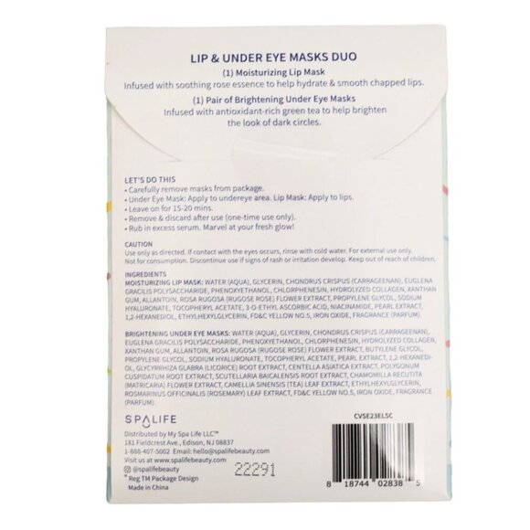 8 SpaLife Feelin Like A Spring Chick Lip & Under Eye Masks Duo Lot - Picture 3 of 4